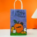 Halloween paper gift bag with cute pumpkin and cat print, ideal for party candy packaging. - Pumpkin