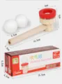 Wooden blow ball floating toy for kids, early education breathing training game, with 2 balls. - Red