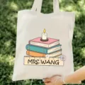 Vista detallada bolso de lona para profesores, diseño de libros y regla, bolso diario resistente. - Estilo 12 / 35*40cm