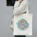 Leraar canvas shopper grote capaciteit casual handtas schoudertas voor dagelijks gebruik - Eenvoudige Praktische Stijl Kleurelementen (17) / 35*40cm