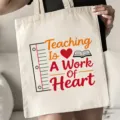 Segeltuch Tragetasche große Kapazität Lehrer Geschenk Umhängetasche lässige Handtasche - Kreatives Lehren Warmes Slogan Stil (17) / 35x40cm