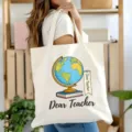 Lehrer Wertschätzung Segeltuch Tragetasche große Kapazität lässige Schultertasche - Lieber Lehrer Druckstil (14) / Gebrochenes Weiß / 35*40cm