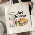 Leinwand-Tragetasche mit Kunsterzieher-Grafik, ideal fuer den taeglichen Freizeitgebrauch. - Kunstlehrer Palette Stil (12) / 35x40cm