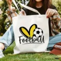 Segeltuch Tragetasche Damen Studenten süß Fußball gedruckt Schulterhandtasche Alltag - Fußball-Druck / 35x40cm