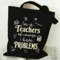 Black canvas tote bag with funny teacher math quote, large capacity casual shoulder bag. - Style 4