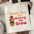 Stofftasche aus Canvas mit Blumenmuster und Dankesspruch für den täglichen Gebrauch. - Blumentopf Danke Für Das Mithelfen Beim Wachsen Stil (10) / 35x40cm