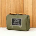 Grüne tragbare Kosmetiktasche Make-up Tasche mit Reißverschluss für Reise und Alltag. - Stil 15 (TEACH LOVE INSPIRE CHALK)