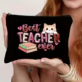 Detailansicht der niedlichen Lehrertasche Kosmetiktasche mit Katzenprint für den täglichen Gebrauch. - Stil 5