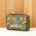 Koreanischer Stil grüne Kosmetiktasche mit Stifte Druck, tragbarer Kulturbeutel. - Stil 4 (COLOR MY WORLD)