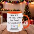 Keramik Kaffeetasse Detailansicht mit festlichem Weihnachtsbaum Hintergrund und tollem Zitat. - 350ml / Stil 18 Internet Oranger Griff