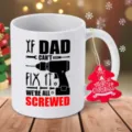 Tasse à café en céramique drôle pour papa avec design d'outils, cadeau de fête idéal. - 350ml / Blanc