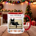 Festliche Keramiktasse mit lustigem schwarzem Katzenmotiv und gemütlicher Weihnachtsdeko. - Rot Katze Stil