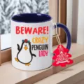 Keramik Kaffeetasse mit niedlichem Pinguin Print und Weihnachtsdesign für tolle Geschenke. - Blau Pinguin Stil