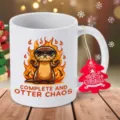 Tasse a cafe en ceramique avec design de loutre drole et etiquette de noel pour cadeau ideal. - 350ml / Blanc