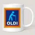 Tasse a cafe parodie amusante avec motif OLDI, mug en ceramique blanche cadeau anniversaire. - 350ml / Blanc