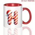 Bonita taza de café de cerámica con letra H estilo bastón de caramelo navideño rojo. - 350ml / Estilo Letra H