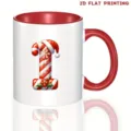 Taza de ceramica de navidad numero 1 baston de caramelo con asa e interior rojos de regalo. - 350ml / Estilo Letra I