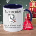 Niedlicher Einhorn Keramik Kaffeetasse mit witzigem Spruch, ideales Weihnachtsgeschenk. - 350ml Mit Anhänger / Blau Einhorn Stil