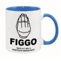 Blue and white ceramic coffee mug featuring a funny hand gesture graphic and German text design. - 350ml / Blue