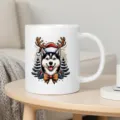 Simpatica tazza in ceramica husky di Natale, mug festivo per caffè e latte, bell'idea regalo. - Stile Husky di Natale / 350ml Confezione Singola