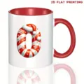 Taza de Navidad letra baston de caramelo con asa roja, taza de ceramica para regalo. - 350ml / Estilo Letra O
