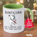 Neuheit Keramik Kaffeetasse mit niedlichem tanzenden Einhorn Motiv und lustigem Spruch. - Grün Einhorn Stil