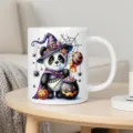 Halloween Keramik Kaffeetasse Süßes Panda Hexenhut Design Gruseliges Festival Trinkbecher - 350ml / Weiß