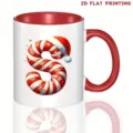 Taza de café de cerámica con letra S de Navidad, rayas de bastón de caramelo y gorro rojo - 350ml / Letra S