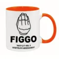 Modern minimalist ceramic coffee mug with hand gesture graphic and bold text design for daily use. - 350ml / Orange