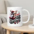 Tazza da caffè in ceramica natalizia con simpaticata stampa di renna, ideale per latte. - Stile Auguri di Renna Simpatica / 350ml Confezione Singola