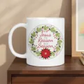 Tazza da caffè in ceramica natalizia con splendido design a corona e testo stimolante. - Stile Ghirlanda Religiosa / 350ml Confezione Singola