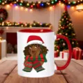 Christmas ceramic coffee mug featuring a cute festive illustration, perfect holiday gift. - 350ml / Red