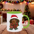 Festive Christmas ceramic mug with green handle, cute holiday coffee cup for cozy winter. - 350ml / Green
