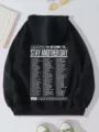Black fleece-lined hoodie detailed with inspiring 99 reasons text and smiley graphic. - S / Black