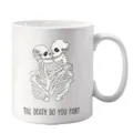 Gothic skeleton couple coffee mug white ceramic cup unique romantic gift for Halloween. - Regular Handle Style / White