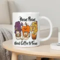 Tazza da caffe in ceramica di Halloween con design spettrale, regalo perfetto per amici. - 350ml / Bianco