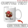 Custom Christmas coffee mug with elegant red cardinal and floral design ceramic cup gift. - 350ml / White