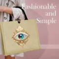 Fashionable evil eye printed linen tote bag with unique design for daily casual use. - Evil Eye Style (1)