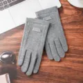 Winter warm knitted touchscreen gloves for men and women in grey color apparel variant. - Second-line deer mark-imitation green sheep niger gray / One Size