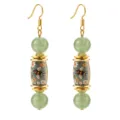Elegant Green Jade Bee Dangle Earrings Vintage Floral Ceramic Bead Jewelry Gift - Green Bee Earrings