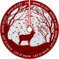 Weihnachtsbaumdecke rot weiß rund Weihnachtsbaummatte mit Hirsch Schnee Druck Deko - Weihnachtshirsch-Stil (6) / 72cm Gesäumter Stil