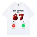 Funny 67 is calling meme graphic t-shirt, casual white cotton short sleeve tee for men women. - S / White