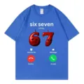 Funny 67 is calling meme t-shirt for men and women, casual pure cotton short sleeve top. - S / Bright Blue