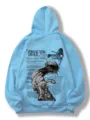 Mens womens fleece hoodie casual graphic print pullover streetwear top in light blue - Light Blue-Logo