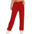 Red casual loose fleece lined sweatpants for men and women comfortable winter warm pants - S / Red