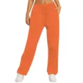 Pantalon de chandal polar naranja mujer talle alto cordon ajustable comodo pantalon casual - Rojo Anaranjado