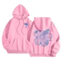 Women's fleece-lined pink hoodie with cute tropical palm tree and hibiscus floral print. - XS / Tops / Pink
