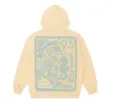 Detailed view of women's beige hoodie back featuring intricate seahorse embroidery graphic. - XS / Tops / Khaki