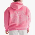 Pink oversized fleece hoodie with large white hibiscus flower graphic on the back. - XS / Tops / Rose Red Hibiscus