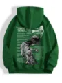 Green fleece hooded sweatshirt for men and women with religious verse graphic back print. - Green-Logo